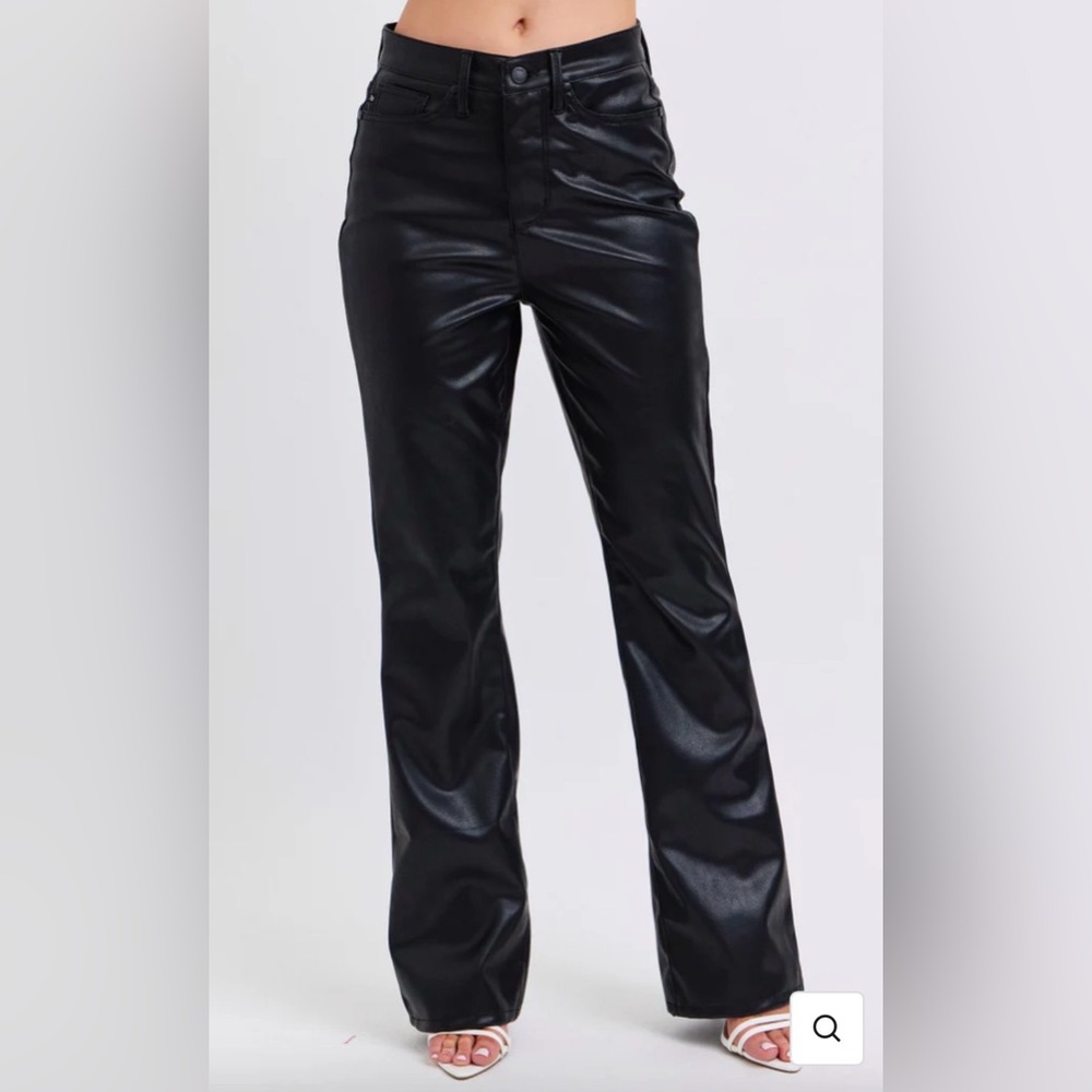 Judy Blue Control Top Black Faux Leather Pants style # JN88755 size 14W
